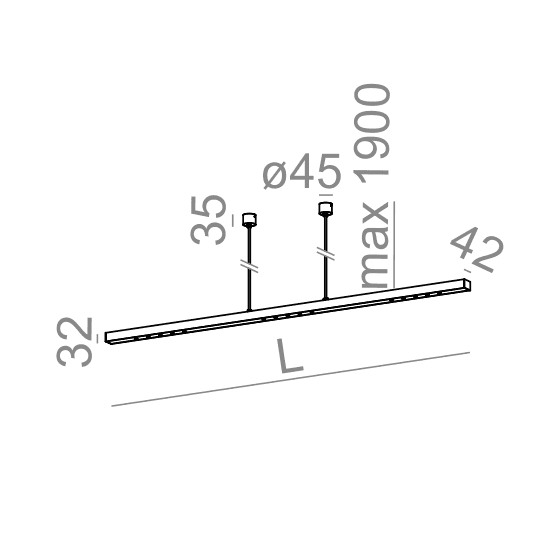 AQForm LENS LINE section LED zwieszany (Czarny struktura, 149 cm) — widok 4