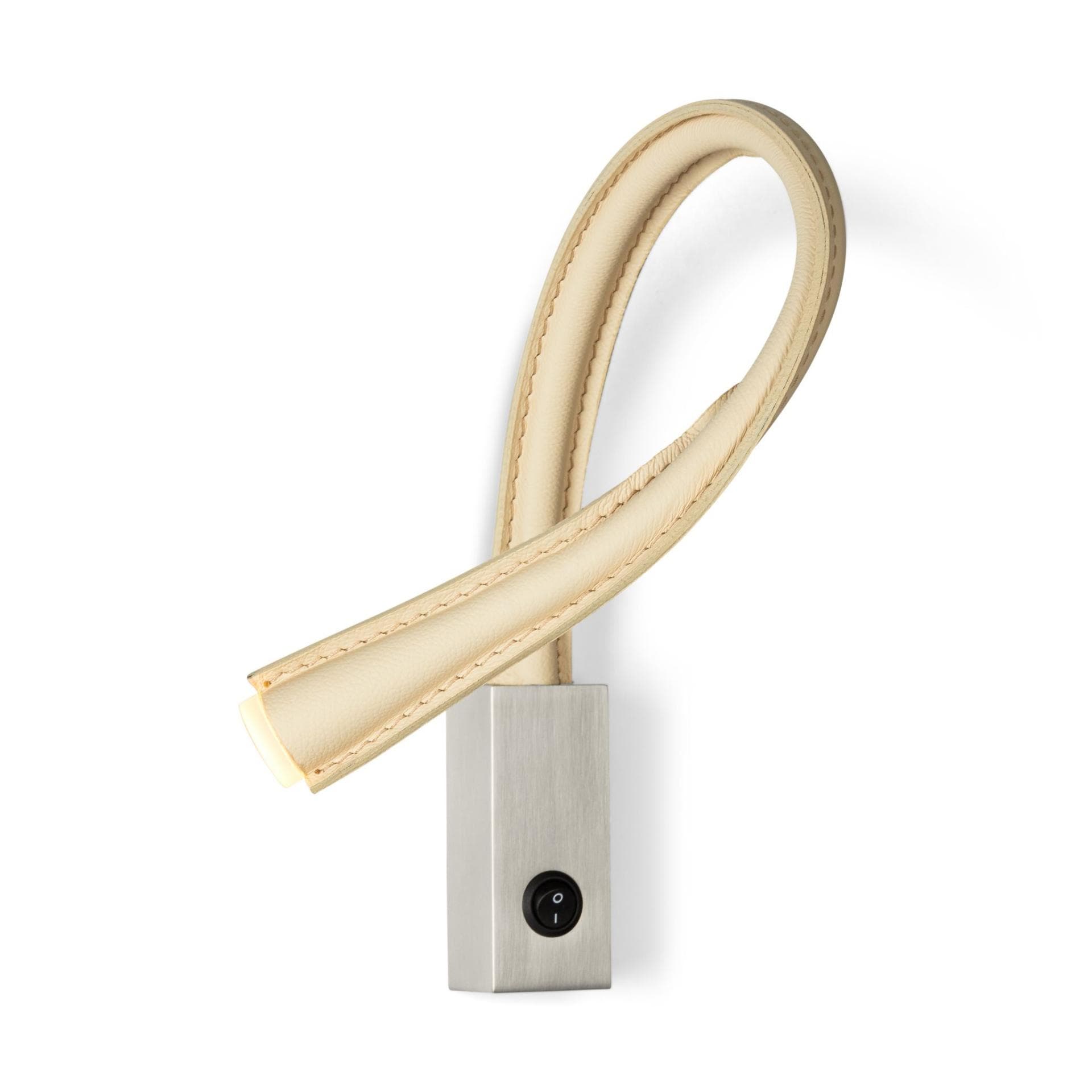Contardi Flexiled kinkiet (Niklowy/Skóra - kość słoniowa (z przełącznikiem), L: 60 cm)